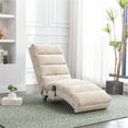 thumbnail image 1 of Chaise Lounge Indoor Chair, Massage Recliner Chair with a Side Pocket and Remote Control, Floor Chair, Single Sofa, Modern Long Lounger for Office or Living Room, Beige, 1 of 7