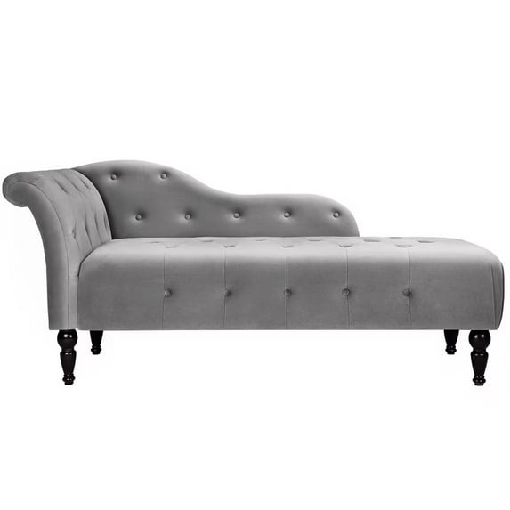 Chaise Lounge Indoor, Modern Velvet Lounge Chair for Bedroom, Grey