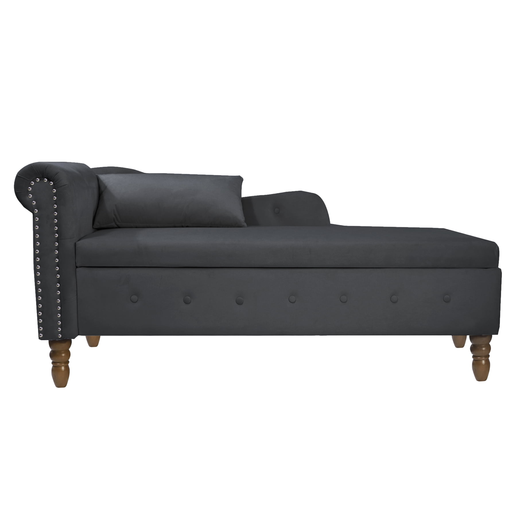 Chaise Lounge Indoor with Storage & Nailhead Trim, Velvet Lounge Chair
