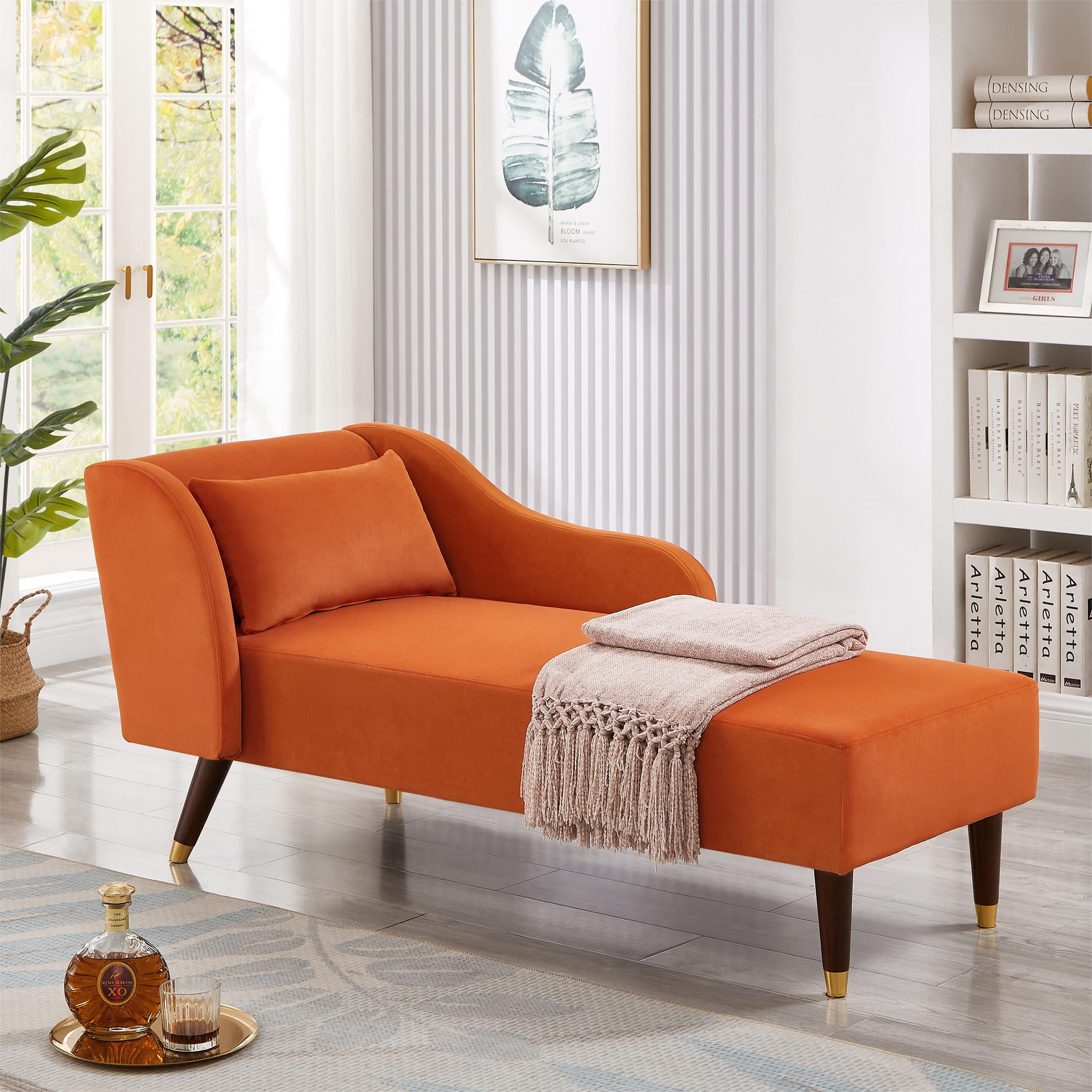 Orange chaise sofa discount