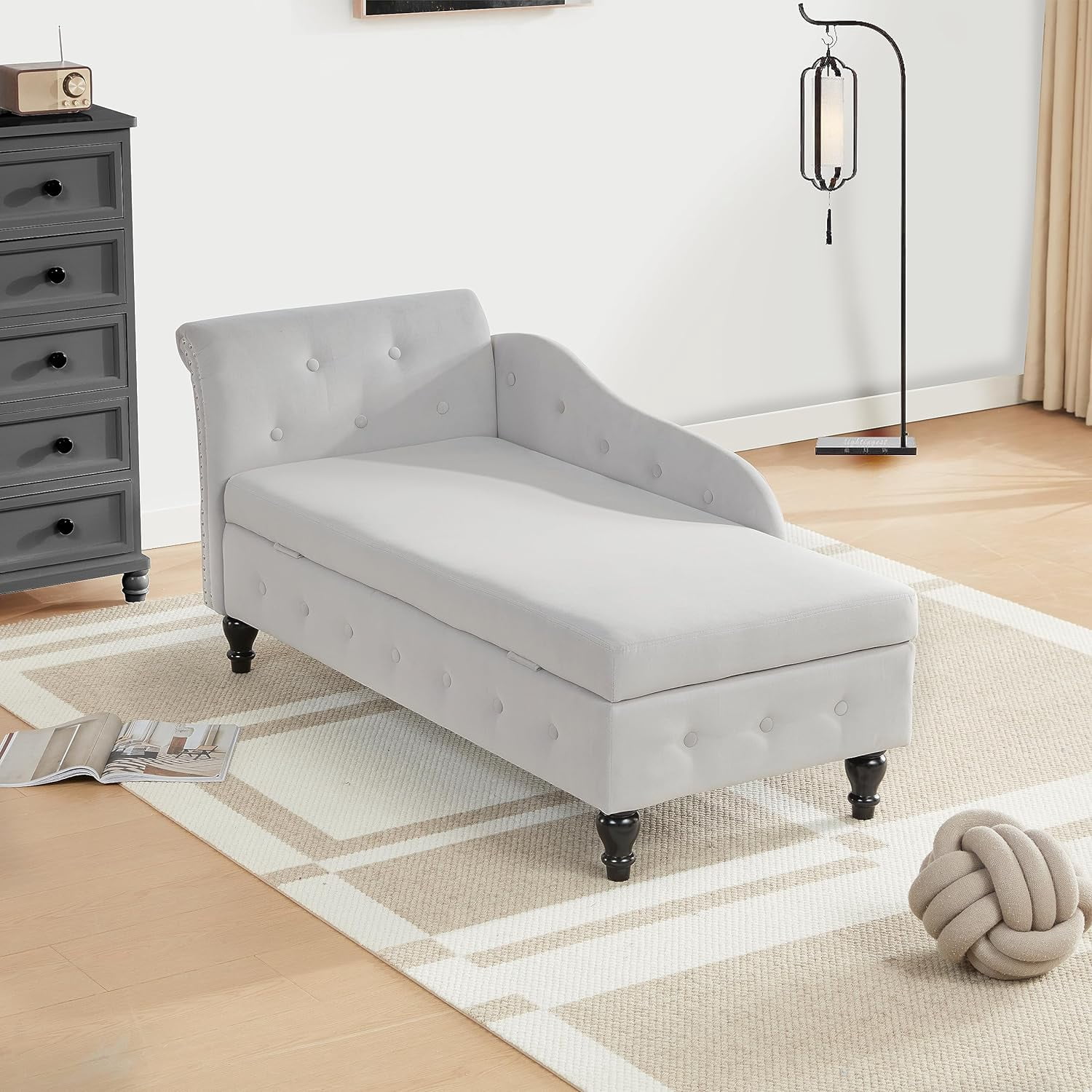 Beautiful view of Textured Upholstered Chaise Lounge With Storage