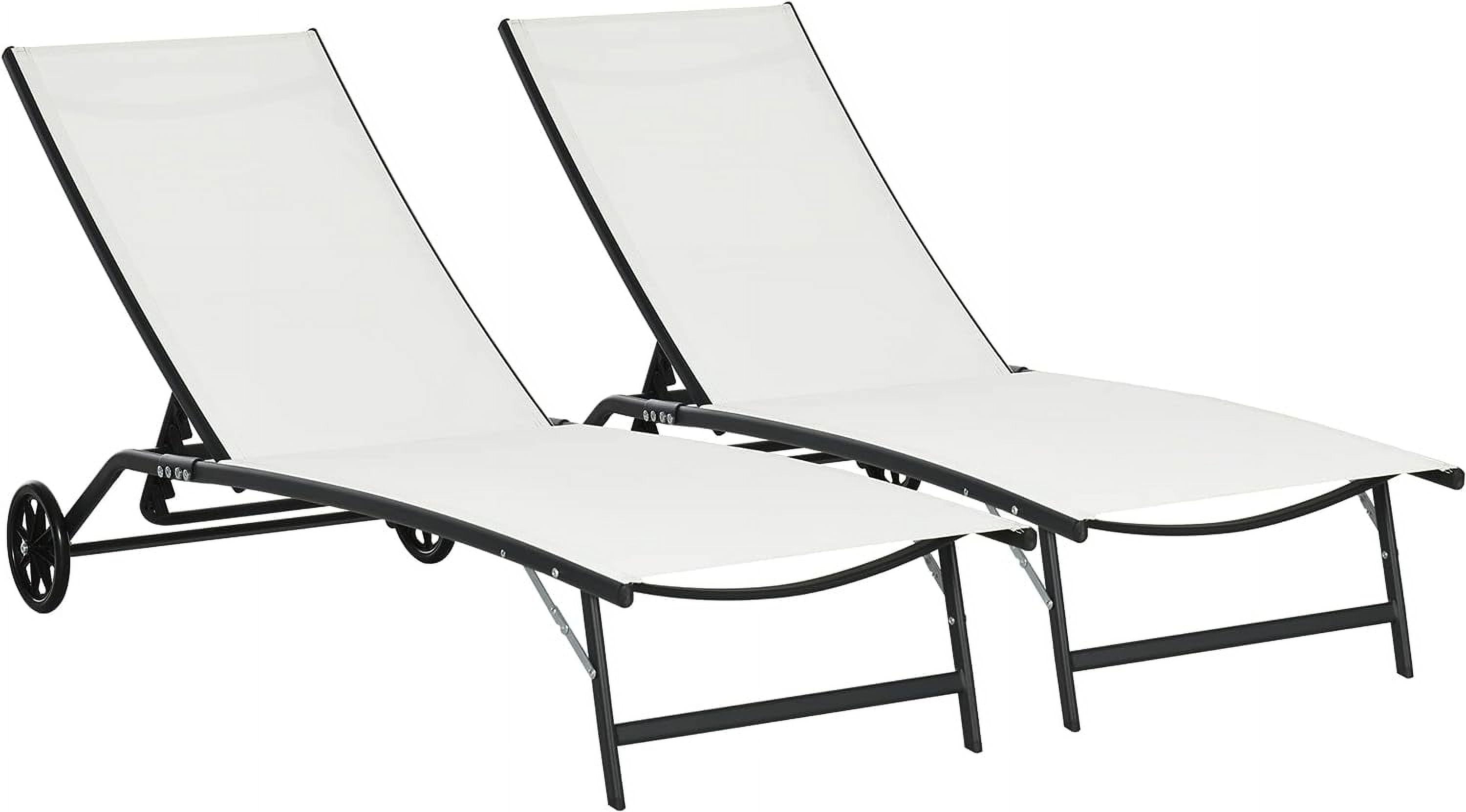 Chaise Lounge Outdoor 2 Piece Lounge Chair with Wheels Tanning Chair ...