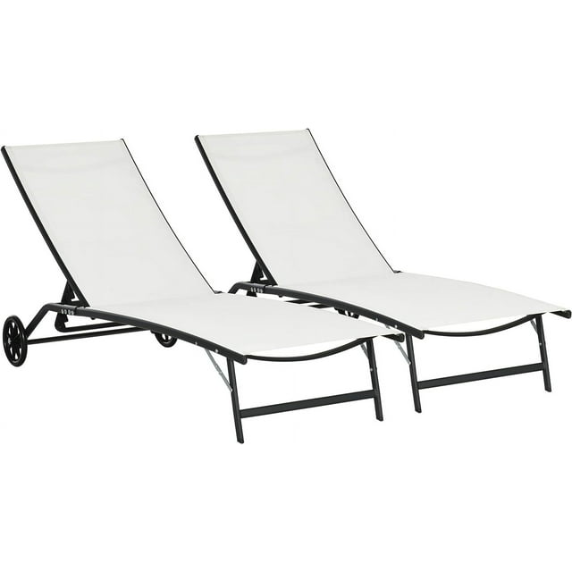 Chaise Lounge Outdoor Lounge Chair with Wheels Tanning Chair with 5