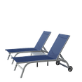 Chaise Lounge Outdoor Set of 3, Lounge Chairs for Outside with Wheels