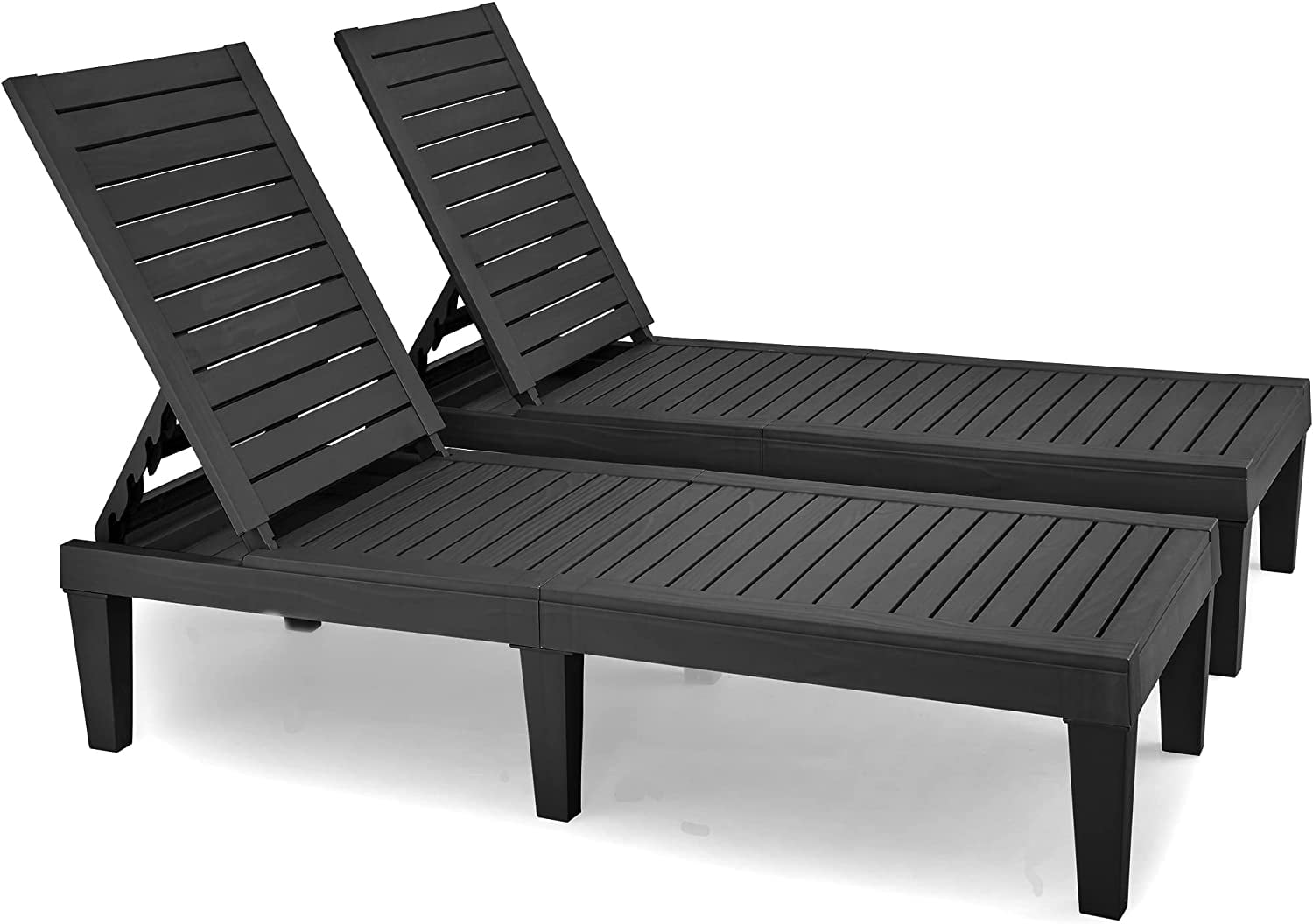 Chaise Lounge Set of 2, Adjustable Outdoor Chaise Lounge with 265lbs