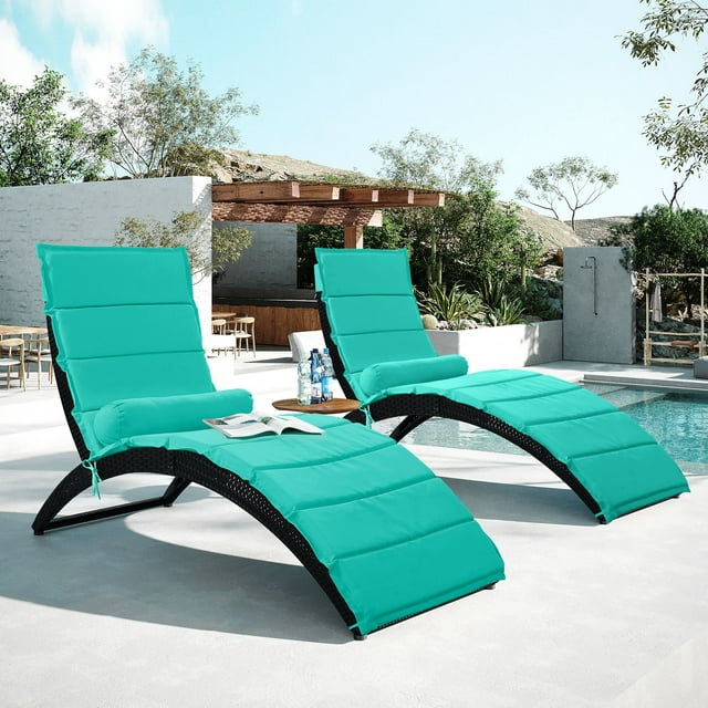 Chaise Lounge Set of 2, Outdoor Lounge Chairs, Chaise Lounge Chairs, Patio Reclining Chair Furniture for Poolside, Deck, Backyard, JA2925