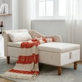 thumbnail image 1 of Chaise Lounge with Storage & Pillow, Modern Velvet Upholstered Rolled Arm Sofa Chair with Nailhead Trim for Living Room, Bedroom (Left Armrest-Beige), 1 of 8