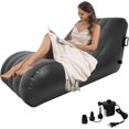 thumbnail image 1 of Chaise Lounger Inflatable Sofa Air Chair Portable Leisure Lounger S-Shaped with Air Pump for Indoor Living Room Bedroom, Outdoor Folding Blow Up Bed Backyard Garden Beach. (Grey), 1 of 16