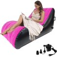 thumbnail image 1 of Chaise Lounger Inflatable Sofa Air Chair Portable Leisure Lounger S-Shaped with Air Pump for Indoor Living Room Bedroom, Outdoor Folding Blow Up Bed Backyard Garden Beach. (Rose Red), 1 of 16