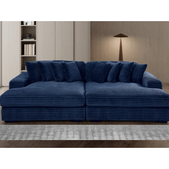 Chaise Sofa Bed Blue 105 Inch Sleeper Lounge Chair Fabric Lounge Chaise Indoor