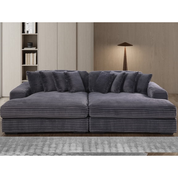 Chaise Sofa Bed Gray 105 Inch Sleeper Chair Bed Fabric Sofa Chaise Lounge Indoor