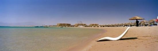 Chaise longue on the beach Soma Bay Hurghada Egypt Canvas Art - Panoramic Images (36 x 12)