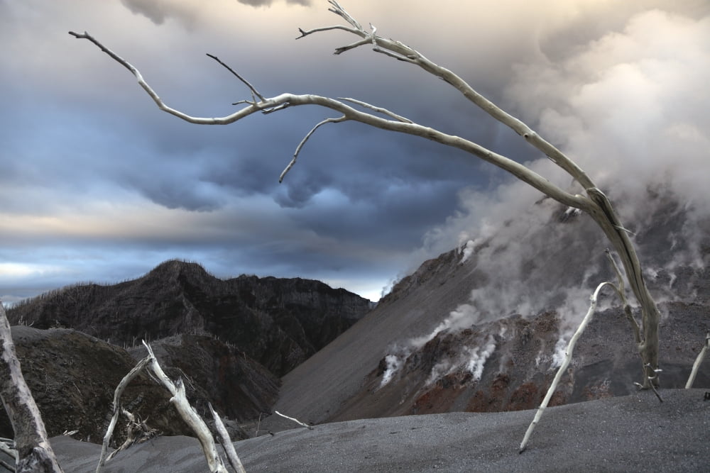Chaiten eruption steaming Dome Los Lagos Chile Canvas Art - Martin RietzeStocktrek Images (17 x 12)