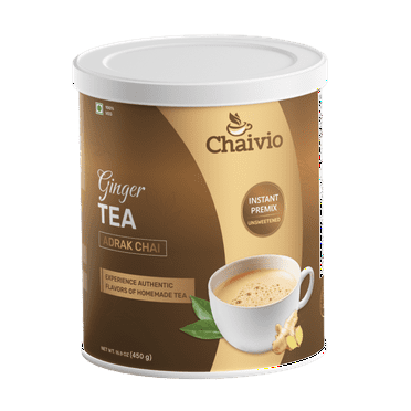 Chaivio Ginger Chai Tea Latte, Unsweetened Instant Premix, Ginger Flavor, Low Caffeine, 1 lb