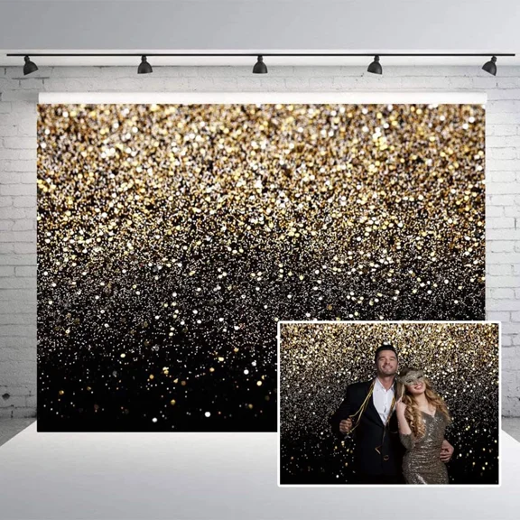 Chaiya 7X5Ft Gold Glitter Paint Backdrop For Photography Astract Golden Bokeh St