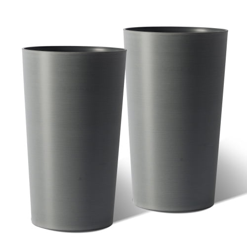 Chak’s Choice 2 Pack Tall 21.7 in Planters for Outdoor Plants Modern Tall Square Planter Box Indoor Outdoor Porch Patio Flower Pot for Garden, (Gray)
