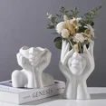 thumbnail image 1 of Chak’s Choice 2-Piece White Ceramic Face Vase,Ceramic Face Vase White Flower Vase for Decor Art Vase Modern Decorative Vase 1-Piece, 1 of 5