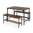 thumbnail image 1 of Chak’s Choice 3-Piece Dining Set: Combination table with two benches. Space-saving dining set ideal for compact spaces. Brown., 1 of 5