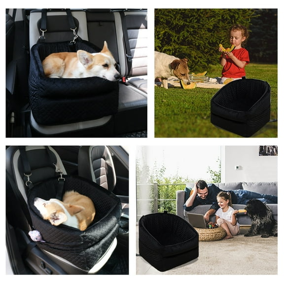 Chak’s Choice Dog Car Seat for Small Medium Dogs, Memory Foam Pet Booster Seat with Detachable Washable Cover, Portable Travel-Safe Bed for Cars with Safety Belts and Storage Pockets.(Black)