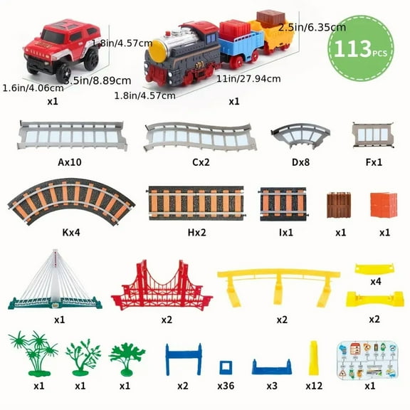 Chaks Choice Electric train Toy with Bridges and Tunnels - Toddler Train toy Set, interactive music railway Kit, Christmas holiday gift for children 2-6 years old