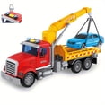 thumbnail image 1 of Chak’s Choice Friction powered trailer toys, crane car transport toys, lights and sound - durable ABS construction, battery powered, suitable for ages 3 +, 1 of 5