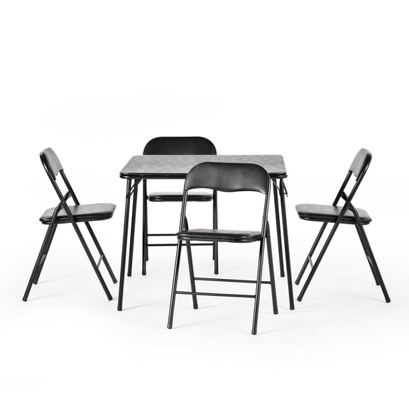Chaks Choice Multi-Functional Folding Card Table and Chair Set (for 4 people), Portable Square Folding Table and Chair Set with Padded Tabletop, Black