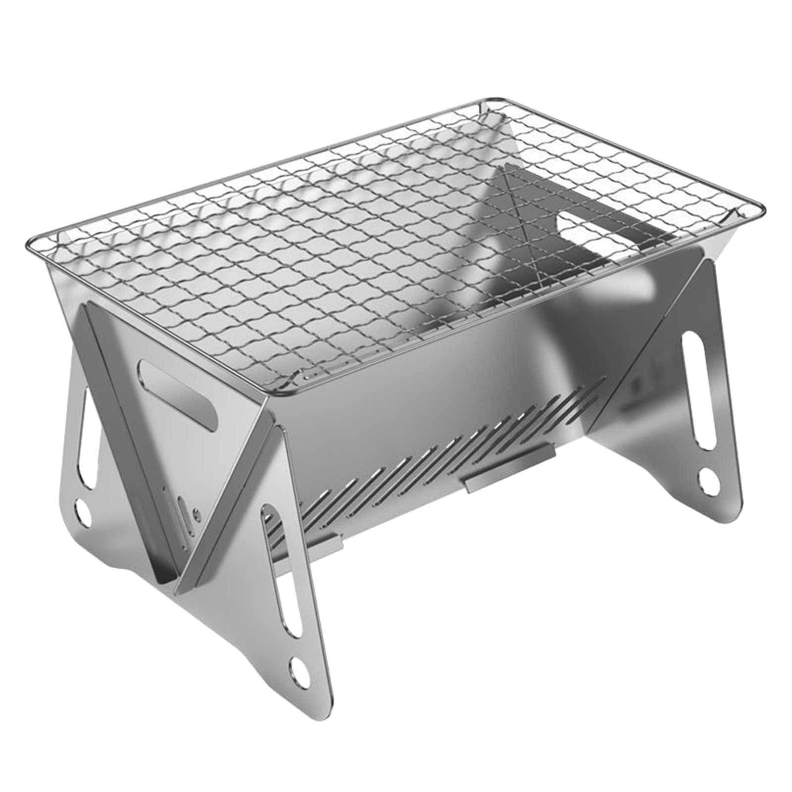 Chaks Choice Outdoor Portable Folding Wood Burning Camping Stove,Stainless Steel Travel Backpacking Cooking Stove,Assemblable Removable Grill Stove for Camping 8.3"x5.9"x5.1"