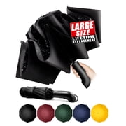 Chakipee Automatic Folding Umbrella,Auto Reverse Windproof Compact Umbrella,10Ribs,Black