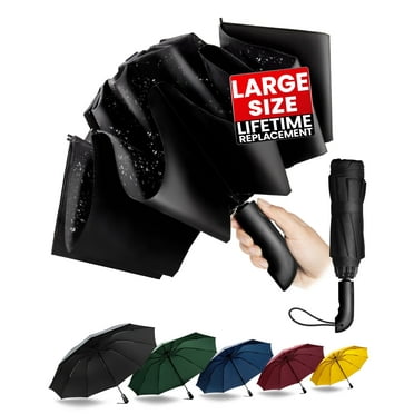 Chakipee Automatic Folding Umbrella,Auto Reverse Windproof Compact Umbrella,47" 10Ribs,Black