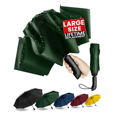Chakipee Automatic Folding Umbrella,Auto Reverse Windproof Compact Umbrella,47" 10Ribs,Green
