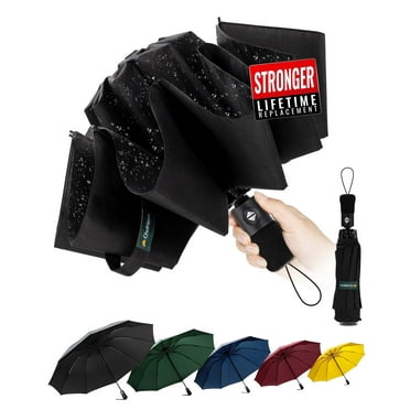 Chakipee Travel Compact Umbrella Windproof-Portable Automatic Umbrellas for Rain,Inverted Folding Umbrella,105cm Span-10 Ribs Umbrella,Black