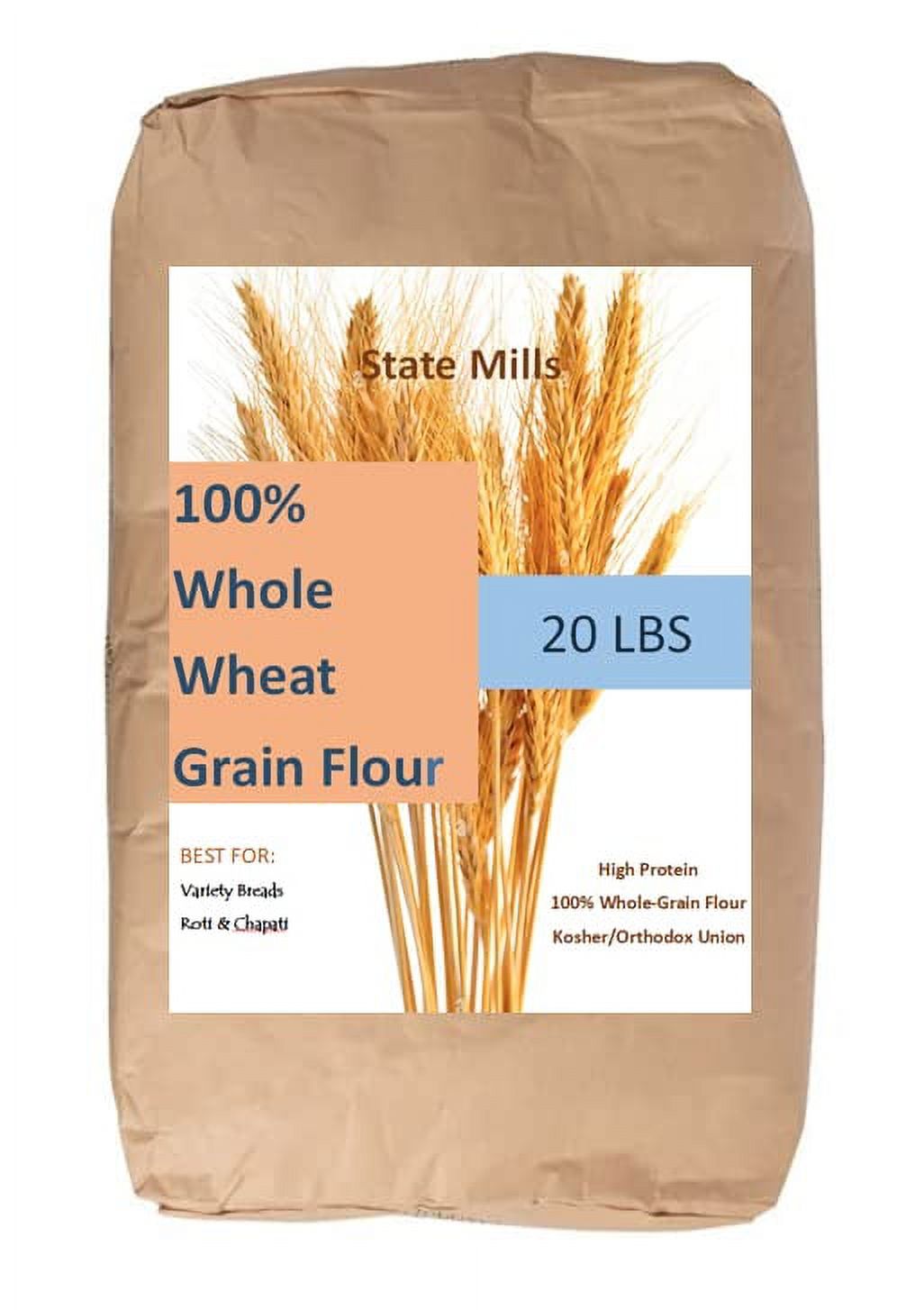 Chakki Atta 100 Whole Wheat Flour 20 lbs bag High Protein Kosher