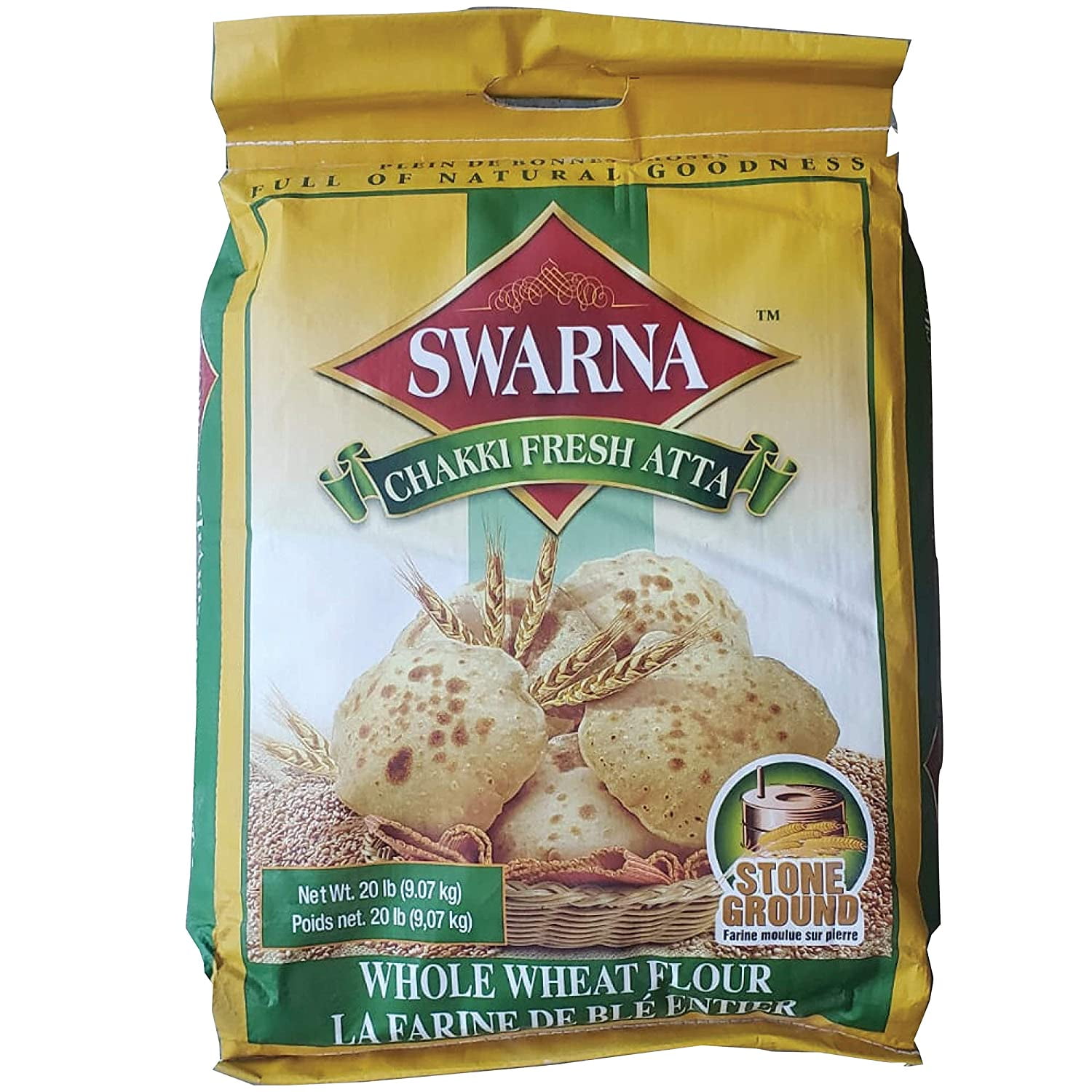 Chakki Atta Whole Wheat Flour 100 Vegetarian, Natural and Hygienic (20lb)