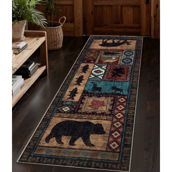 ChakmeOne 2'x6' Hallway Runner Rug,Rustic Vintage Washable & Non-Slip Rug for Kitchen,Bedroom