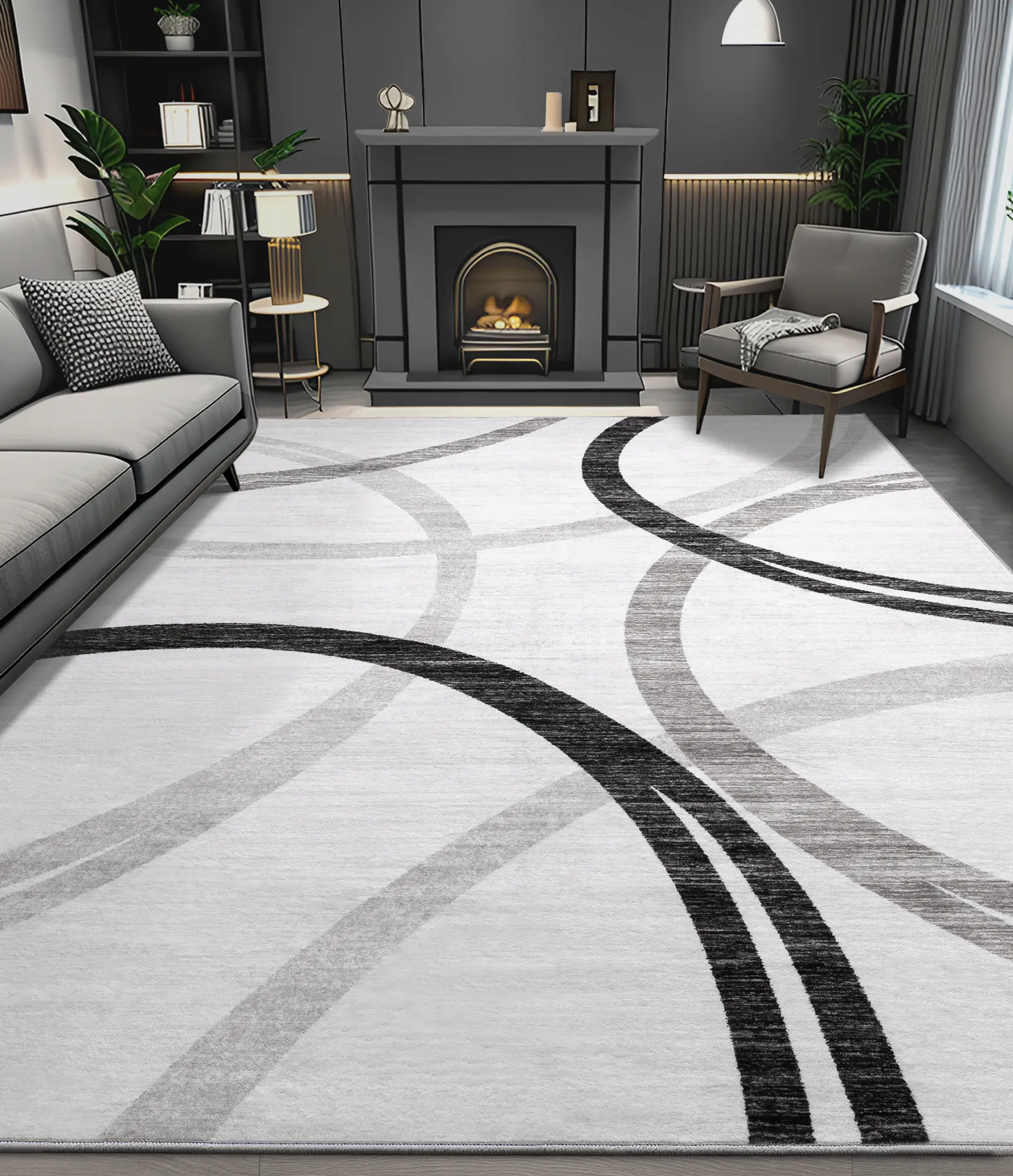 ChakmeOne 5x7 Washable Rug for Living Room Modern Abstract Area Rug Low Pile Non Slip for Home Office & High Traffic Areas