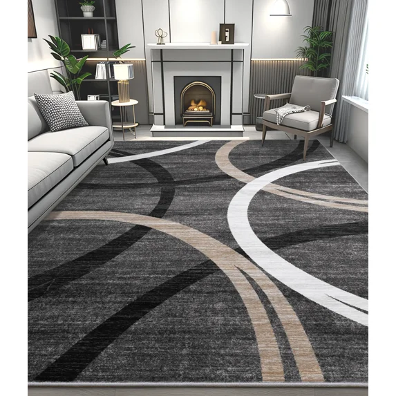 ChakmeOne 6x9 Washable Rug for Living Room Modern Abstract Area Rug Low Pile Non Slip for Home Office & High Traffic Areas