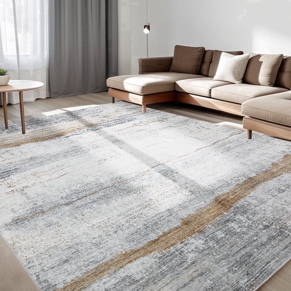 ChakmeOne 8x10 Non-Slip Washable Area Rug - Modern Rug with Non-Slip Rubber Backing,Soft Pet Friendly Carpet Stain-Resistant Under Table Rug for Living Room,Bedroom,Dining Room,Office