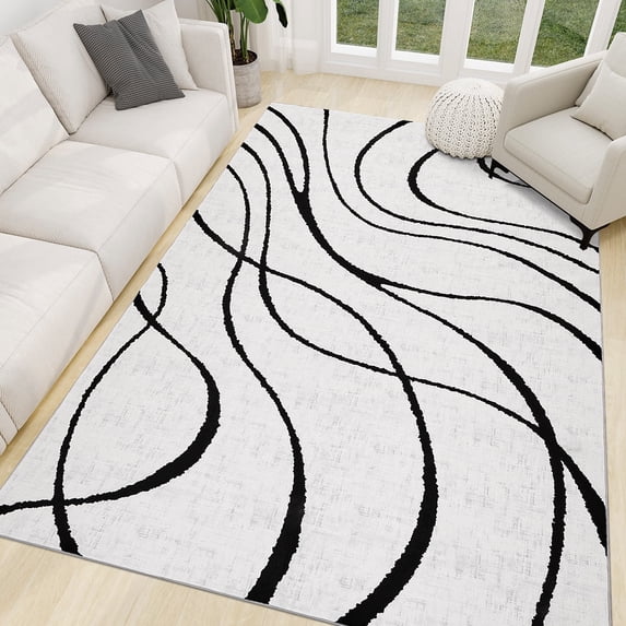 ChakmeOne 8x10 Washable Rug - Modern Abstract Geometric Area Rug with ...