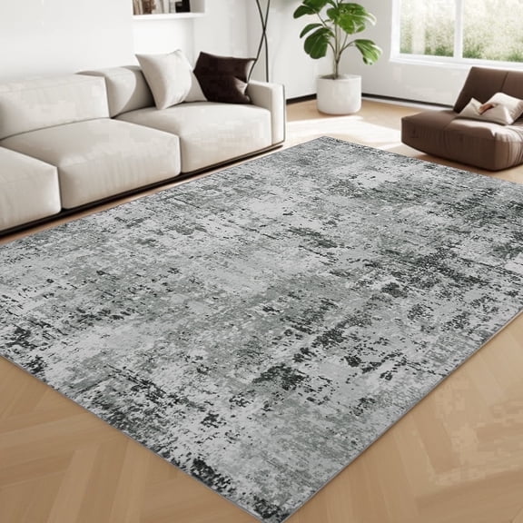 ChakmeOne 9x12 Non-Slip Washable Area Rug - Modern Rug with Non-Slip Rubber Backing,Soft Pet Friendly Carpet Stain-Resistant Under Table Rug for Living Room,Bedroom,Dining Room,Office