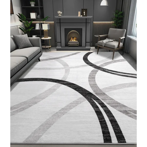 ChakmeOne 9x12 Washable Rug for Living Room Modern Abstract Area Rug Low Pile Non Slip for Home Office & High Traffic Areas