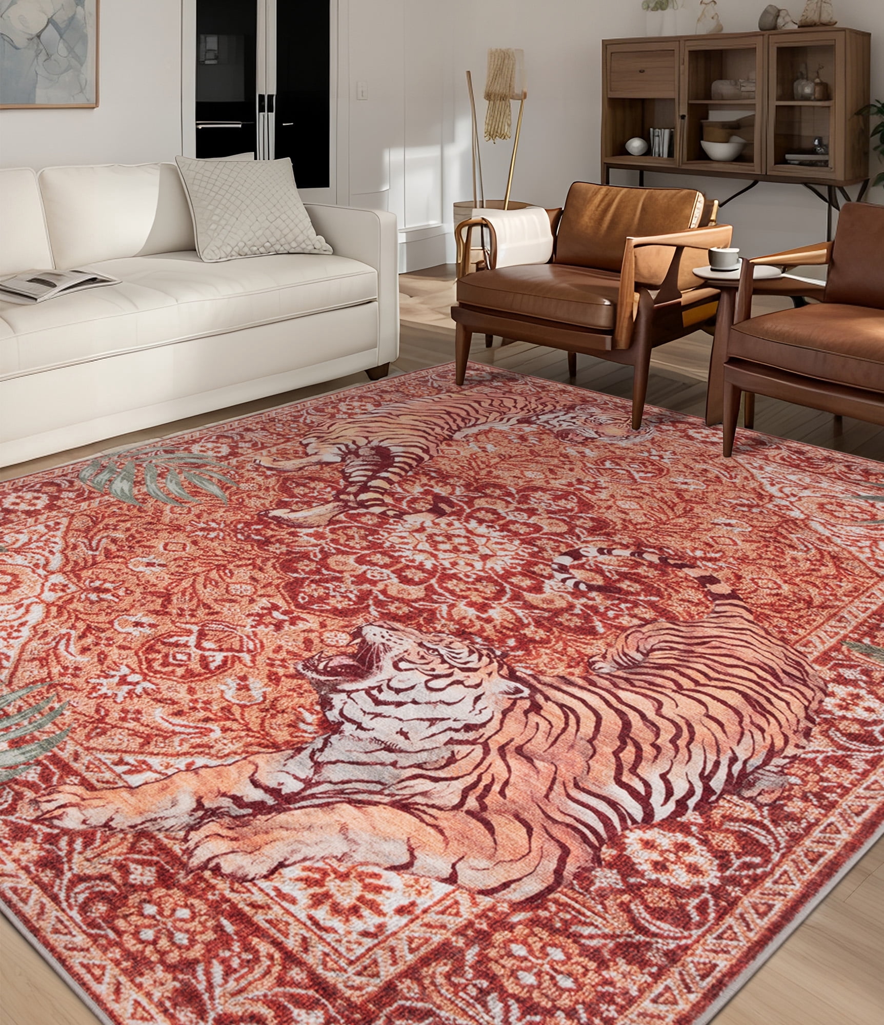 ChakmeOne Area Rugs 9x12 Ft Rugs for Living Room，Animal Print, Machine Washable, Non-Slip Stain Resistant Soft Carpet for Bedroom, Dining Room, Farmhouse, Nursery, Hallway Home Decor