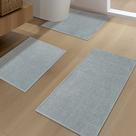 ChakmeOne Bathroom Rug Set 3 Piece, Non Slip Bath Mats,Super Absorbent Quick Dry Machine Washable,Complete Bath Mats for Shower Tub Floor & Toilet, 17"x24"+17"x32"+17.5"x24"U-Shape
