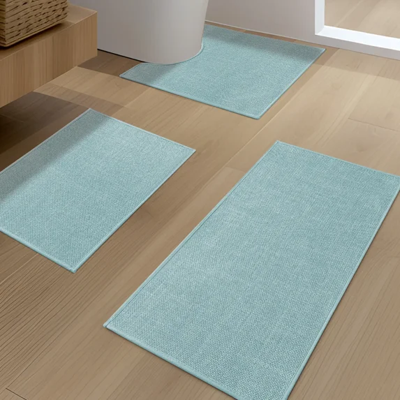 ChakmeOne Bathroom Rug Set 3 Piece, Non Slip Bath Mats,Super Absorbent Quick Dry Machine Washable,Complete Bath Mats for Shower Tub Floor & Toilet, 17"x24"+17"x32"+17.5"x24"U-Shape