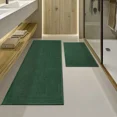 thumbnail image 1 of ChakmeOne Bathroom Rugs 2 Piece Thin Super Absorbent Non Slip Machine Washable Bath Mat with Rubber Backing for Shower Tub Floor,17"x24"+17"x47" Green, 1 of 7