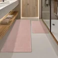 thumbnail image 1 of ChakmeOne Bathroom Rugs 2 Piece Thin Super Absorbent Non Slip Machine Washable Bath Mat with Rubber Backing for Shower Tub Floor,17"x24"+17"x47" Pink, 1 of 7