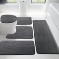 thumbnail image 1 of ChakmeOne Bathroom Rugs Sets 5 Piece, Gray Bathroom Rug Soft Absorbent Microfiber Bath Mats and U-Shaped Contour Toilet Rug, Non-Slip Machine Wash Dry for Floor Tub and Shower, 1 of 11