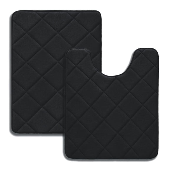 ChakmeOne Memory Foam Bath Mat, Bath Mats for Bathroom Floor - 2 Pieces Super Soft Absorbent Non Slip Bathroom Rug Set for Tub and Shower, Home Decor Accessories