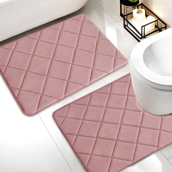 ChakmeOne Bathroom Rug Set 2 Pieces Bath Mats for Bathroom Floor Absorbent&Non Slip Bathroom Rug for Tub and Shower, (24"x20" +24"x16")