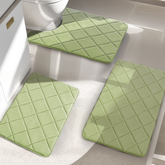 ChakmeOne Memory Foam Bath Mat, Bath Mats for Bathroom Floor - 3 Pieces Super Soft Absorbent Non Slip Bathroom Rug Set for Tub and Shower, Home Decor Accessories