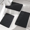 thumbnail image 1 of ChakmeOne Black Bathroom Rug Set  Bath Mats 3 Piece with U Shape Toilet Rug Super Non-Slip Machine Washable Absorbent  for Tub & Shower, 1 of 10